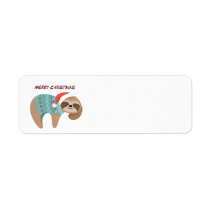 Merry Christmas Sloth   Return Address Label