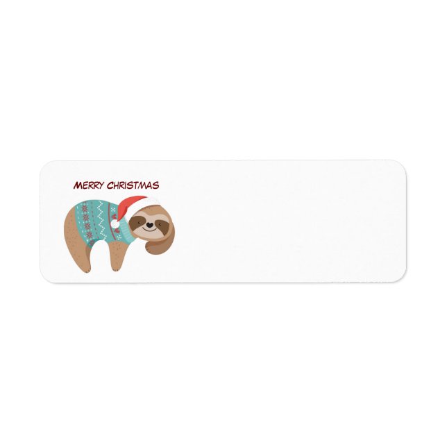Merry Christmas Sloth   Return Address Label (Front)