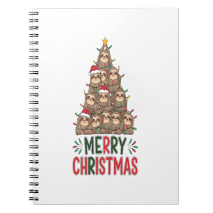 Merry Christmas Sloth Tree Notebook