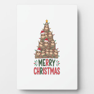 Merry Christmas Sloth Tree Plaque