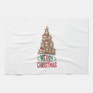 Merry Christmas Sloth Tree Tea Towel