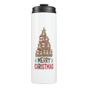 Merry Christmas Sloth Tree Thermal Tumbler
