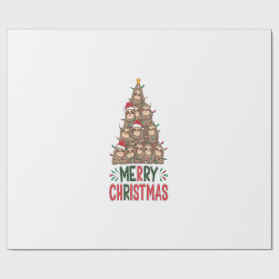 Merry Christmas Sloth Tree Wrapping Paper