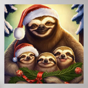 Merry Christmas Sloths Poster