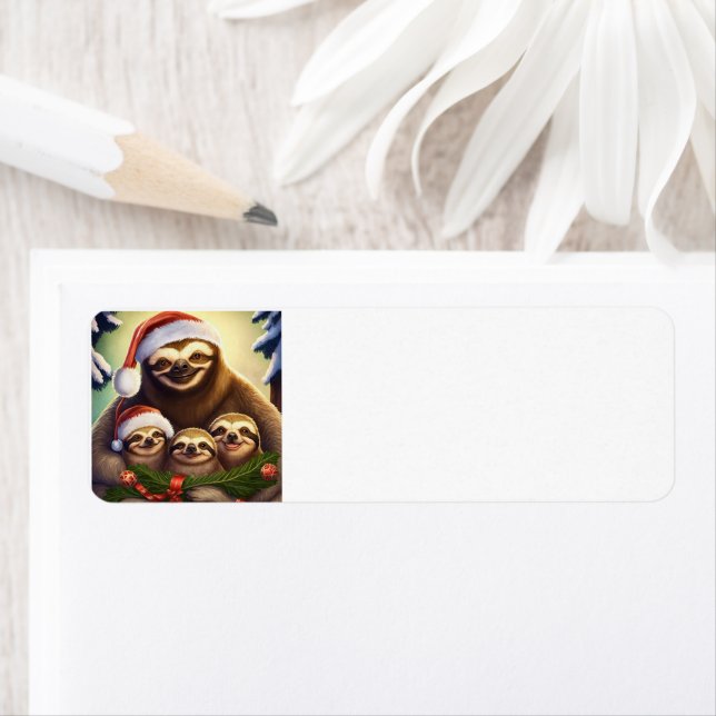 Merry Christmas Sloths Return Address Label (Insitu)