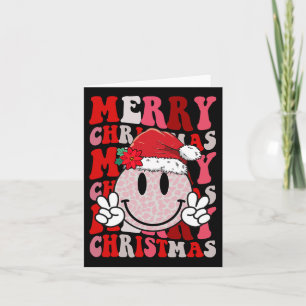 Merry Christmas Smile Face Santa Claus Hat Groovy Card