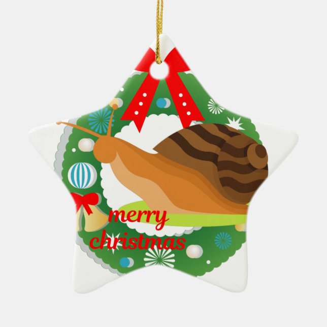 merry christmas snail ceramic tree decoration (Front)