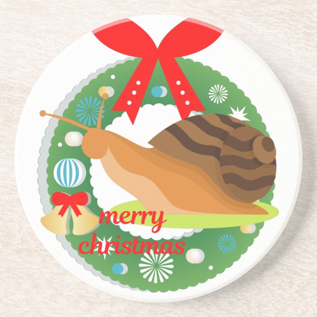 merry christmas snail coaster (Front)
