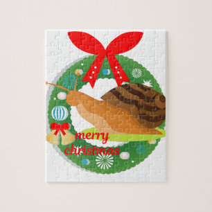merry christmas snail jigsaw puzzle