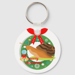 merry christmas snail key ring