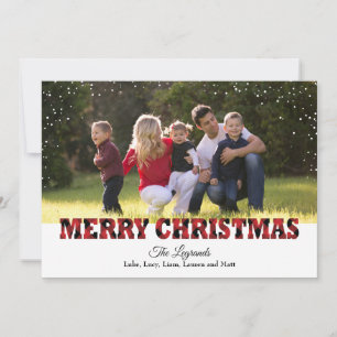 Merry Christmas Snow Card Buffalo Plaid