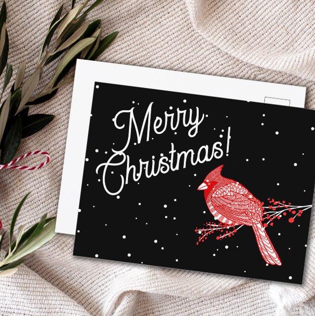 Merry Christmas Snow Cardinal   Postcard (Creator Uploaded)