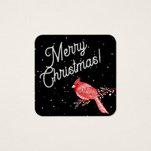 Merry Christmas Snow Cardinal square card