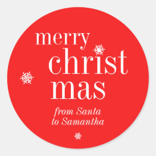 Merry Christmas Snow Classic Round Sticker