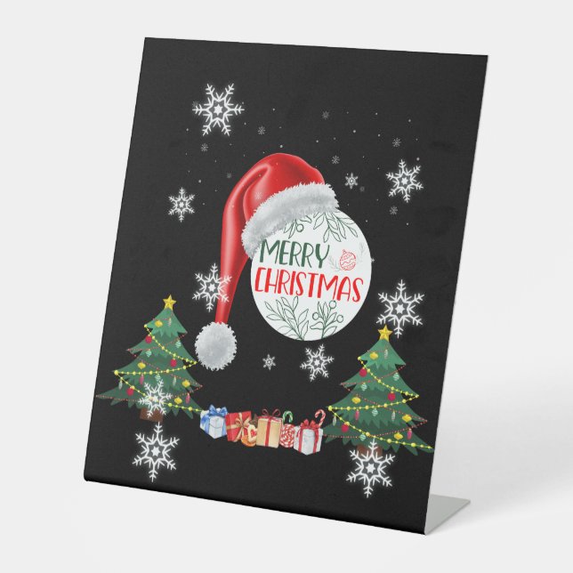 Merry Christmas Snow Collection Pedestal Sign (Front)