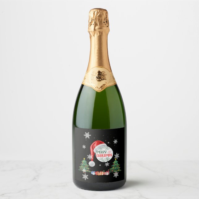 Merry Christmas Snow Collection Sparkling Wine Label (Front)