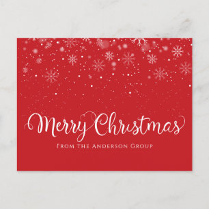 Merry Christmas Snow Company Red Holiday Postcard