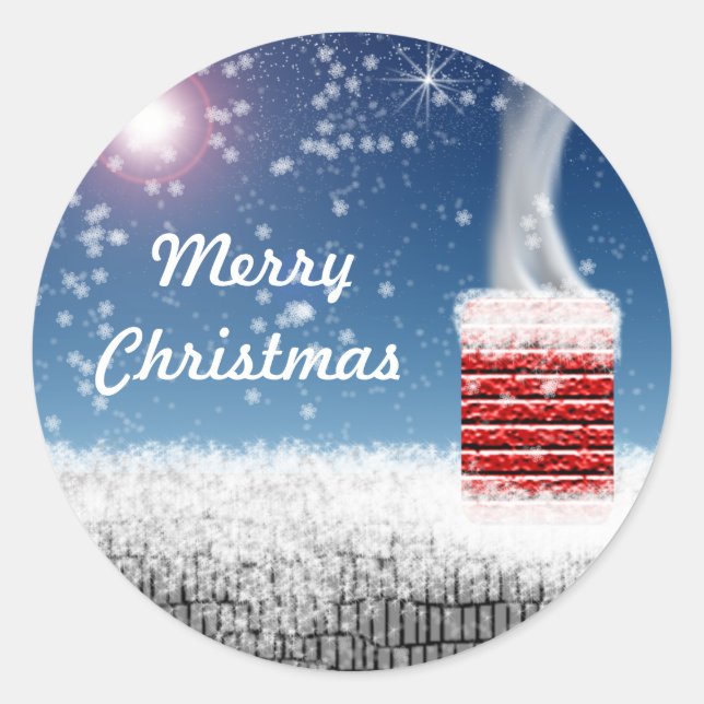 Merry Christmas Snow Covered Chimney Stickers (Front)