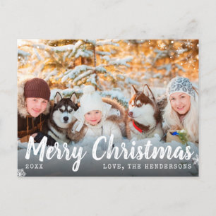 Merry Christmas Snow Family Photo Holiday Postcard