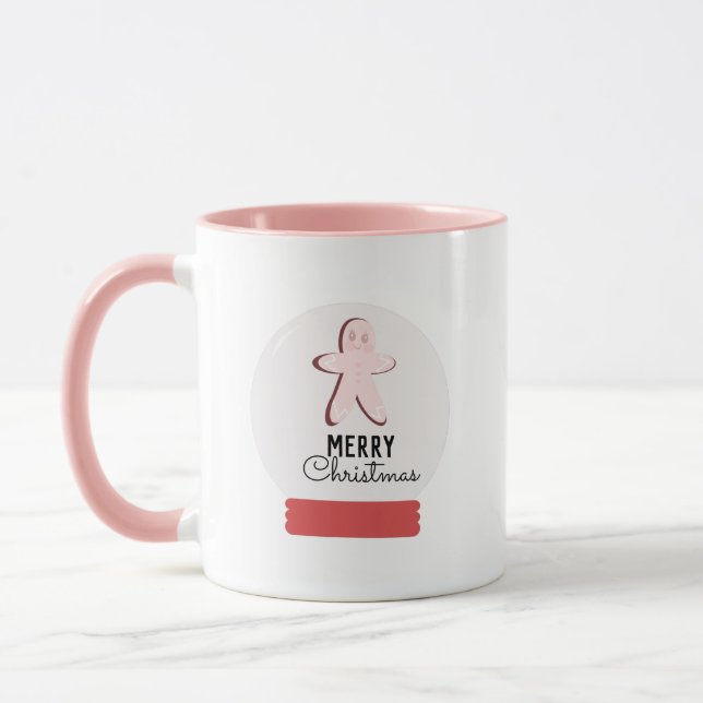 Merry Christmas Snow Globe Cookie Gingerbread  Mug (Left)