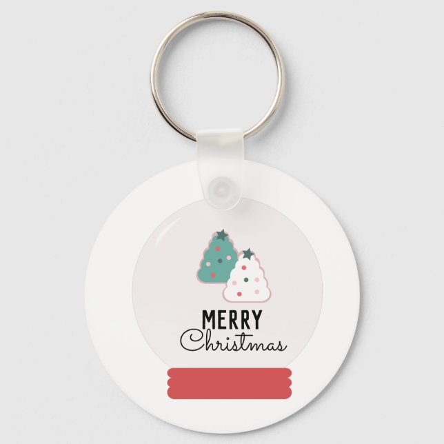 Merry Christmas Snow Globe Cookie   Keychain (Front)