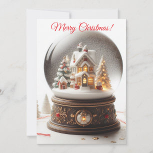 Merry Christmas Snow Globe Holiday Card