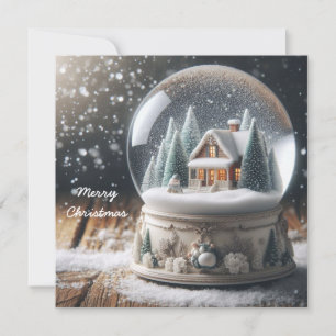 Merry Christmas Snow Globe Holiday Card