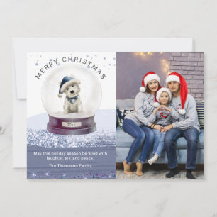 Merry Christmas Snow Globe Watercolor Dog Photo