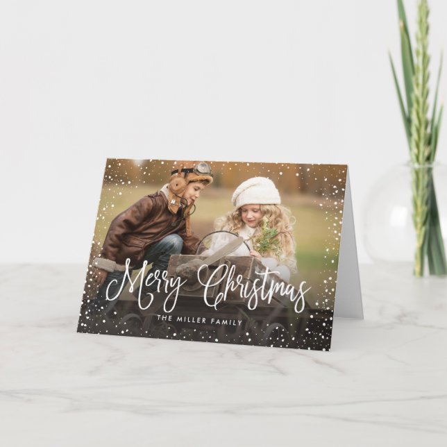 Merry Christmas Snow Holiday Card (Front)