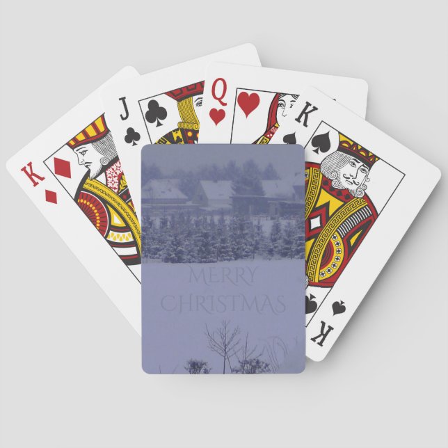 Merry Christmas Snow Landscape Winter Playing Cards (Back)
