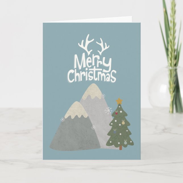 Merry Christmas Snow Mountain Card (Front)