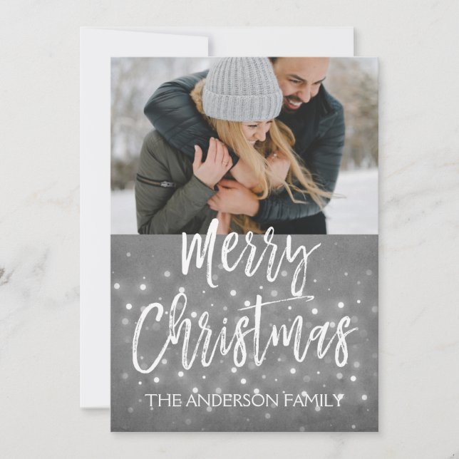 Merry Christmas Snow or Snowflake Photo Card (Front)