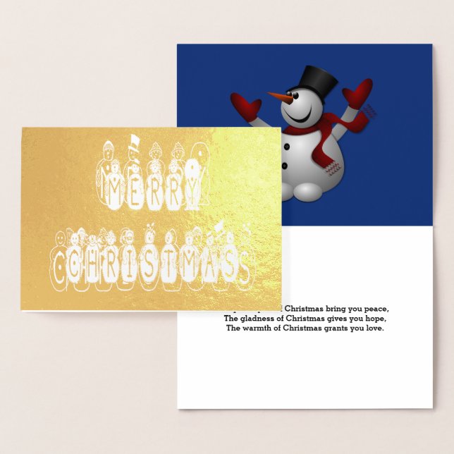 Merry Christmas Snow People Font and Verse, ZAtoZ Foil Card (Display)