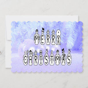 Merry Christmas Snow People Font, Blue Tint Snow Invitation