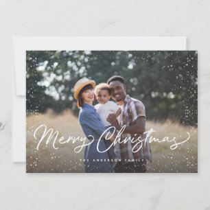 Merry Christmas Snow Photo Holiday Card