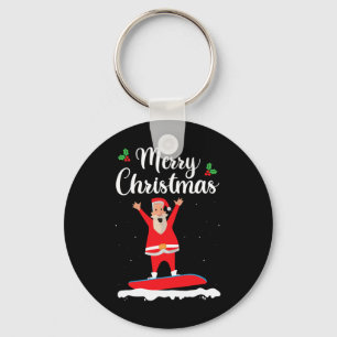 Merry Christmas Snowboarding Santa Claus Boarder E Key Ring