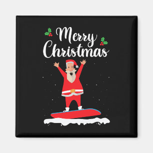 Merry Christmas Snowboarding Santa Claus Boarder E Magnet
