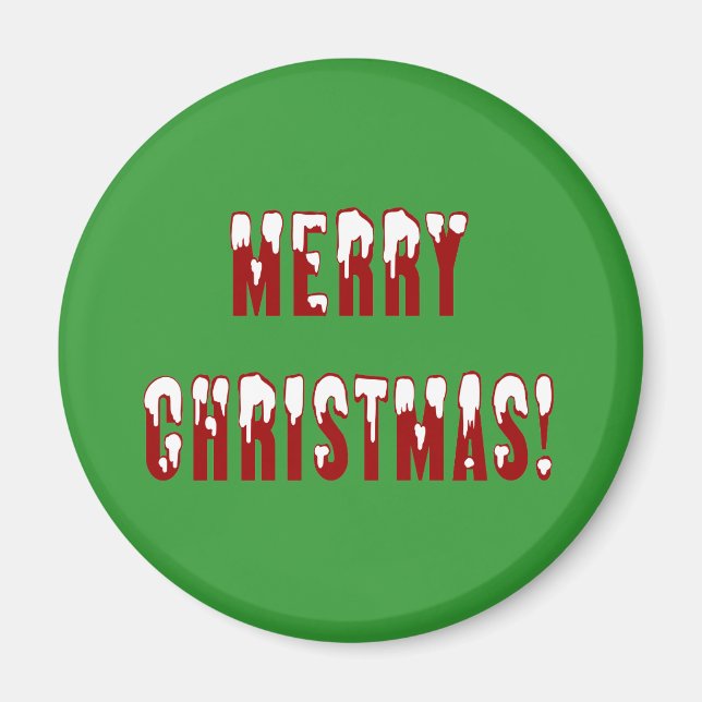 Merry Christmas Snowcap Font Typography Magnet (Front)