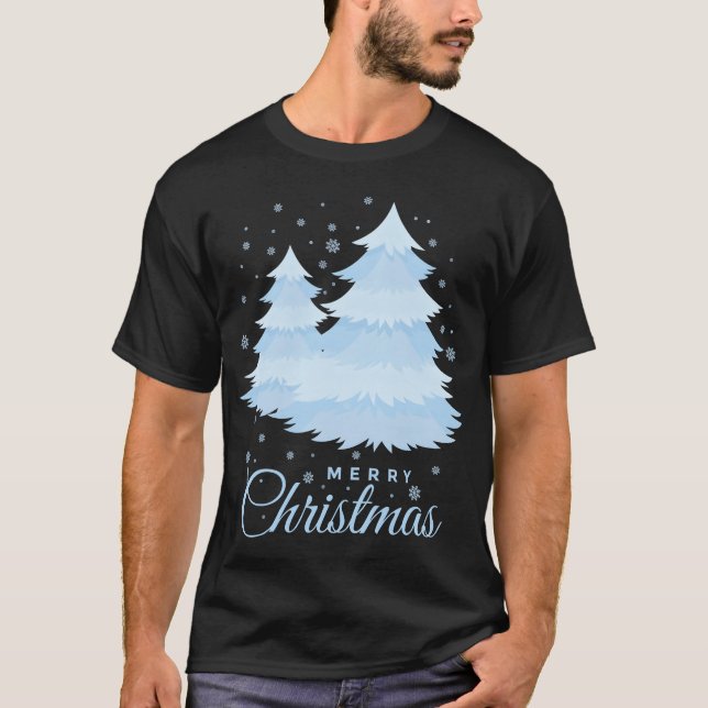Merry Christmas snowfall and Christmas trees vinta T-Shirt (Front)