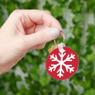 Merry Christmas Snowflake Holiday Winter Key Ring