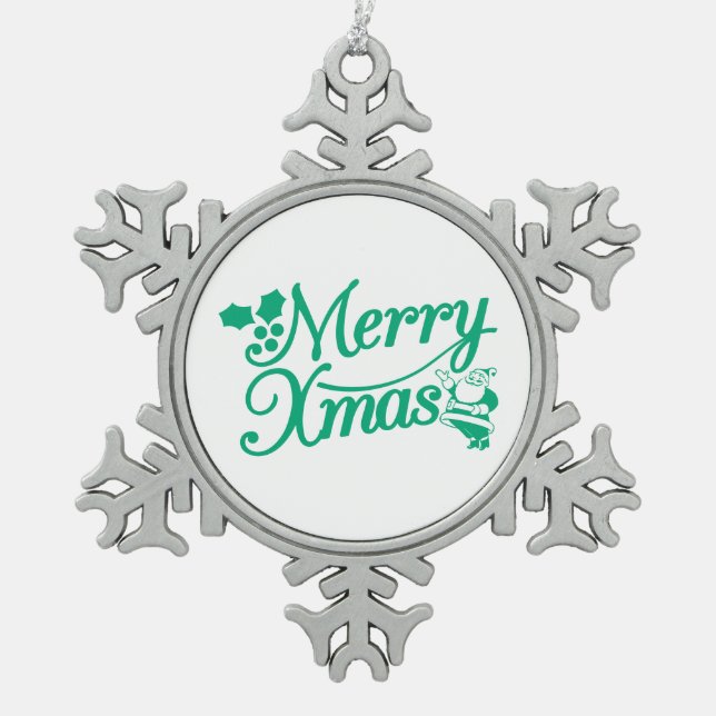 Merry Christmas Snowflake Ornament (Front)