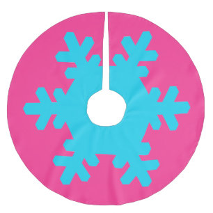 Merry Christmas Snowflake Patterns Blue Pink Brushed Polyester Tree Skirt