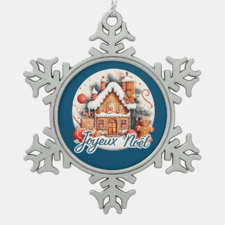 Merry Christmas Snowflake Pewter Christmas Ornament