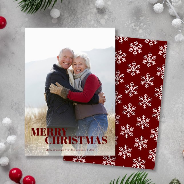 Merry Christmas Snowflake Photo Holiday Card (Creator Uploaded)