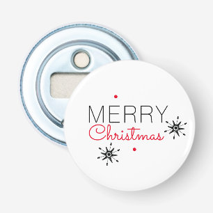 Merry Christmas Snowflake Red and Black Bottle Opener