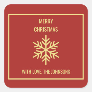 Merry Christmas Snowflake Square Sticker