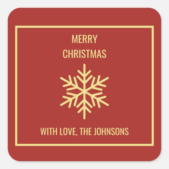 Merry Christmas Snowflake Square Sticker (Front)
