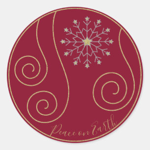 Merry Christmas "Snowflake" Stickers Round