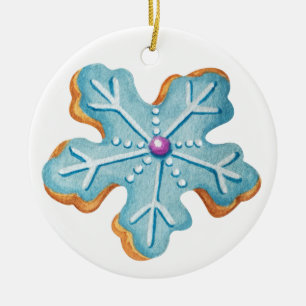 Merry Christmas Snowflake Sugar Cookie Ceramic Ornament