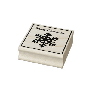 Merry Christmas Snowflake Winter Snow Holiday Rubber Stamp